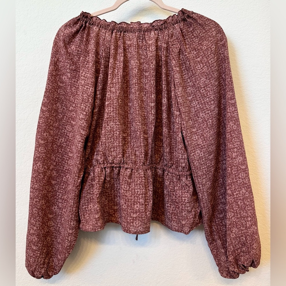 Universal Thread Mauve Peplum Blouse | Boho Cottagecore Ruffle Top SZ S NWT - Picture 5 of 6